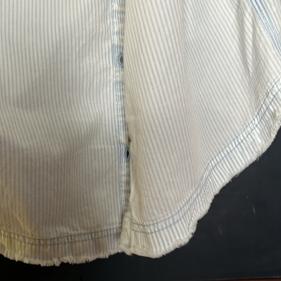 Free People We The Free Women Size Large Light Blue Striped Oxford Swing Tunic - Picture 5 of 6